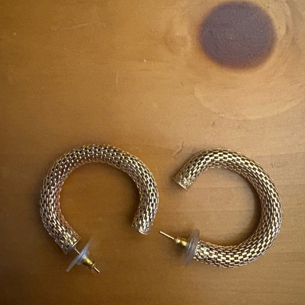 Gold Mesh Hoop Earrings - Women Jewelry